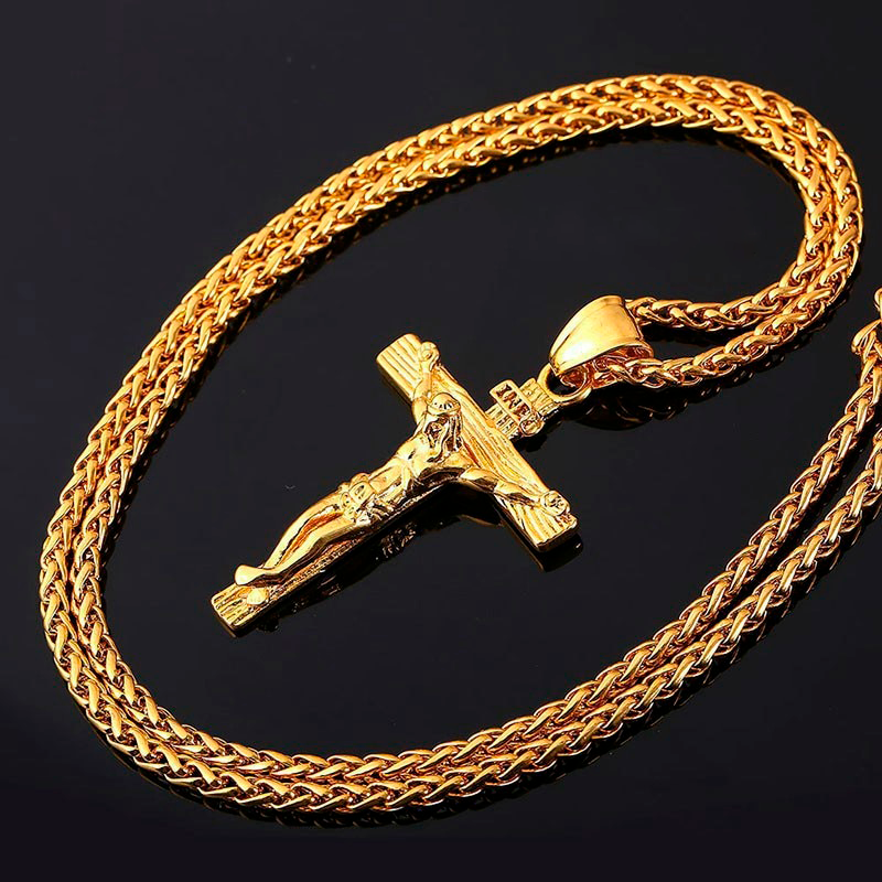 Pendentif croix en plaqué or 18 carats